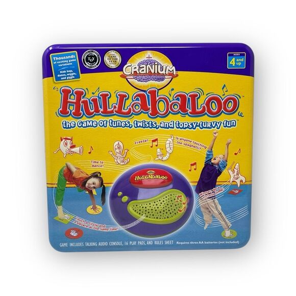Cranium Hullabaloo Game Metal Tin Box Tunes Twists Topsy-Turvy Fun 2004 Complete - Picture 1 of 14